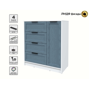 Тумба Тренд КТ-Т90 (Белый платинум ЛДСП/ Дуб лазурный ЛМДФ) Ш900 В1020 Г451